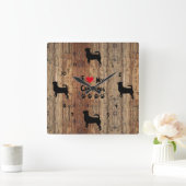 Rustic Wooden Faux Chihuahua Wall Clock Vierkante Klok (Huis)