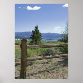 Rustic Wooden Fence and Mountains Poster (Voorkant)