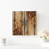 Rustic Wooden Fence Boards Timber Effect Clock Vierkante Klok (Huis)