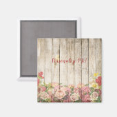 Rustic Wooden Fence Flower Garden Personalized Magneet (Voorkant / Achterkant)