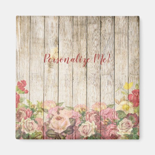 Rustic Wooden Fence Flower Garden Personalized Magneet (Voorkant)