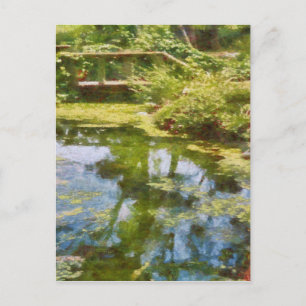 Rustic Wooden Footbridge over een Creek Impression Briefkaart