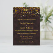 Rustic Wooden Gold Foil Confetti Elegant Wedding Save The Date (Staand voorkant)
