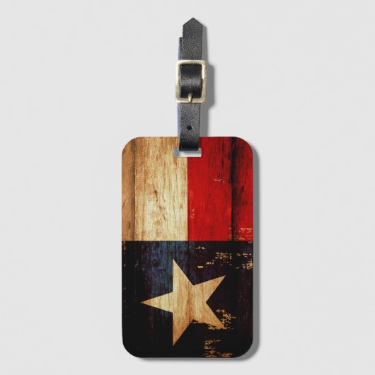 Rustic Wooden Grunge Texas State Flag Bagagelabel (Voorkant (verticaal))