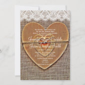 Rustic Wooden Heart Burlap Weddenschap Kaart (Voorkant)