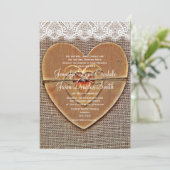 Rustic Wooden Heart Burlap Weddenschap Kaart (Staand voorkant)