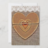 Rustic Wooden Heart Burlap Weddenschap Kaart (Achterkant)