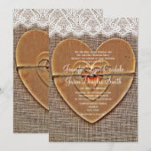 Rustic Wooden Heart Burlap Weddenschap Kaart (Voorkant / Achterkant)