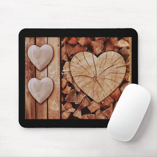 Rustic Wooden Hearts Muismat (Met muis)