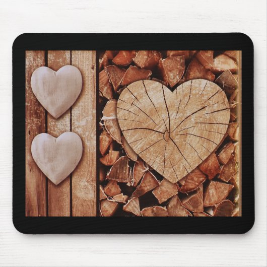 Rustic Wooden Hearts Muismat (Voorkant)