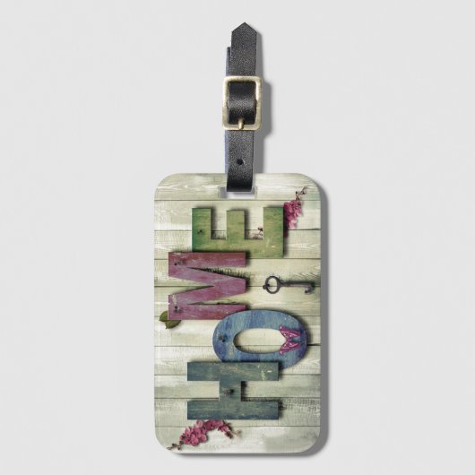 Rustic Wooden Home en Key Bagagelabel (Voorkant (verticaal))
