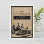 Rustic Wooden House Merry Kerstfeestay Card Kaart (Staand voorkant)