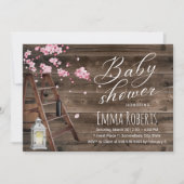 Rustic Wooden Ladder Cherry Blossom Baby shower Kaart (Voorkant)