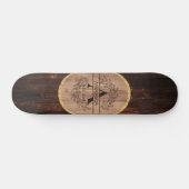 Rustic Wooden Monogram Naam Aangepaste Familienaam Persoonlijk Skateboard (Horizontaal)