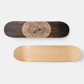 Rustic Wooden Monogram Naam Aangepaste Familienaam Persoonlijk Skateboard (Horizontaal)