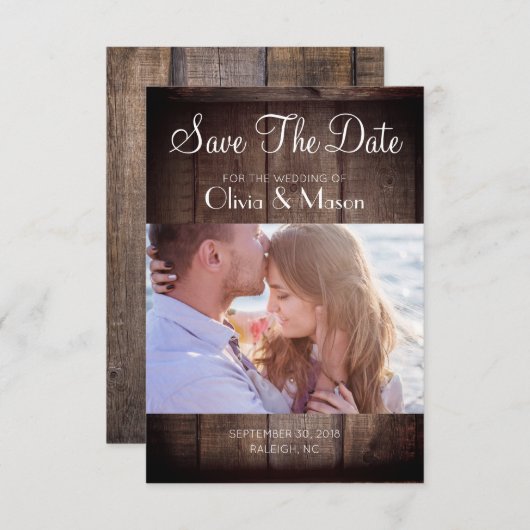 Rustic Wooden Pallet Wedding - sla de datum op Save The Date (Voorkant / Achterkant)