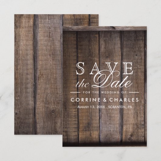Rustic Wooden Pallet Wedding - sla de datum op Save The Date (Voorkant / Achterkant)