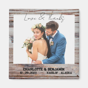 Rustic Wooden Photo Wedding Favor Magneet
