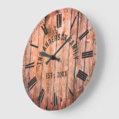 Rustic Wooden Planks Custom Family Name Farmhouse Grote Klok (Hoek)