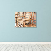 Rustic Wooden Rocking Chairs Canvas Afdruk (Insitu (Houten vloer))