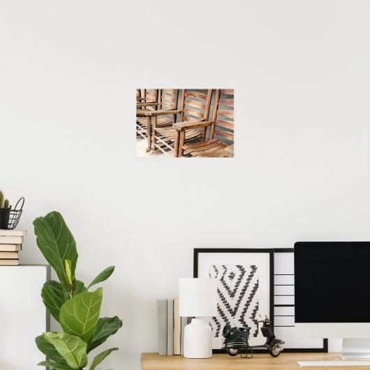 Rustic Wooden Rocking Chairs Poster (Thuiskantoor)