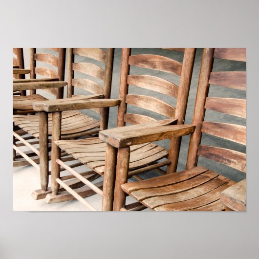 Rustic Wooden Rocking Chairs Poster (Voorkant)
