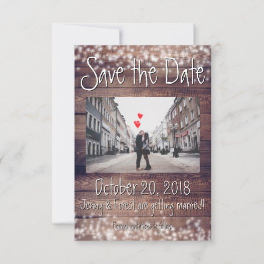 Rustic Wooden Save the Date! Kaart (Voorkant)