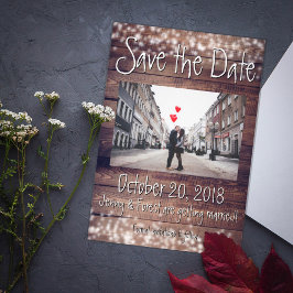 Rustic Wooden Save the Date! Kaart