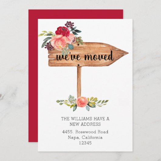 Rustic Wooden Sign We zijn Moved Moving Announceme (Voorkant / Achterkant)