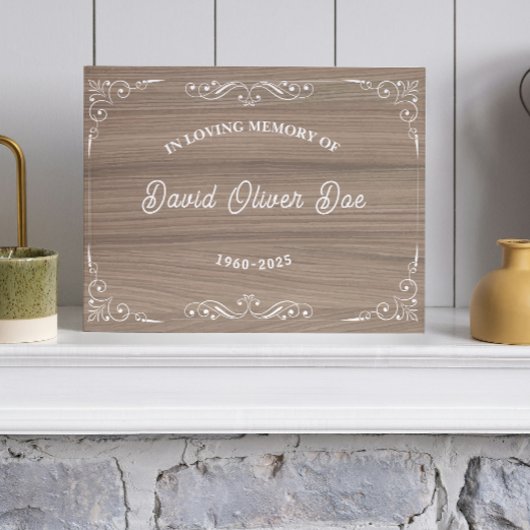 Rustic wooden Simple Custom Photo Text Memorial Gastenboek