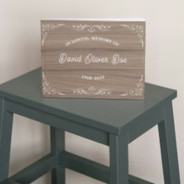 Rustic wooden Simple Custom Photo Text Memorial Gastenboek