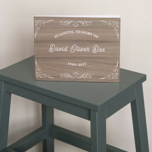 Rustic wooden Simple Custom Photo Text Memorial Gastenboek