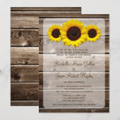 Rustic Wooden Sunflower Wedding 1.0 Kaart (Voorkant / Achterkant)