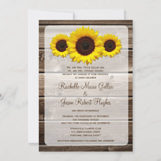 Rustic Wooden Sunflower Wedding 1.0 Kaart