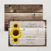Rustic Wooden Sunflower Wedding RSVP1.0 RSVP Kaartje (Voorkant / Achterkant)