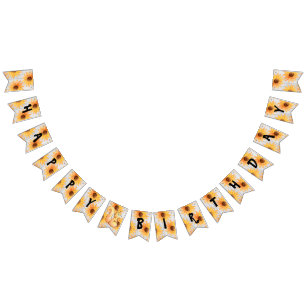 Rustic Wooden Textured Herfst Birthday Bunting Vlaggetjes