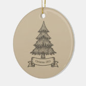 Rustic Wooden Tree Illustration Christmas Decor Keramisch Ornament (Links)