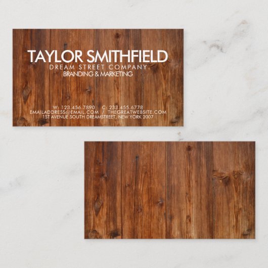 Rustic Wooden Visitekaartje (Voorkant / Achterkant)