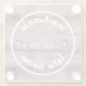 Rustic Wooden Weathered Fence Faux gegraveerd Glazen Onderzetter (Achterkant)