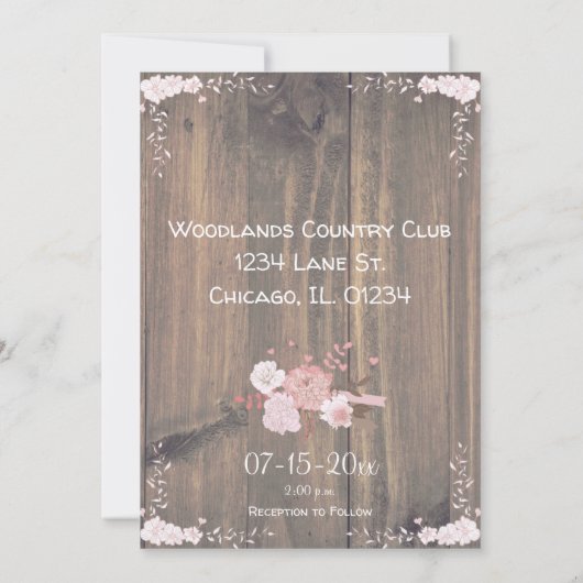 Rustic Wooden Wedding Flat Save the Date Card (Achterkant)