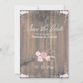Rustic Wooden Wedding Flat Save the Date Card