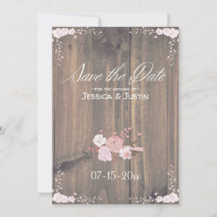 Rustic Wooden Wedding Flat Save the Date Card