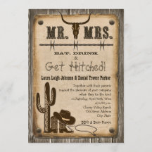 Rustic Wooden Western Style Wedding Uitnodiging