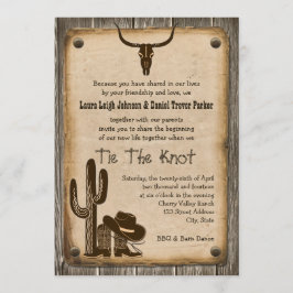 Rustic Wooden Western Style Wedding Uitnodiging 2