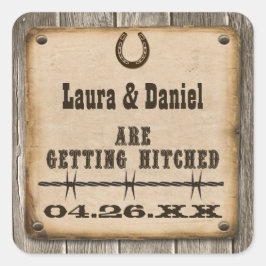 Rustic Wooden Western Style Wedding voor Sticker