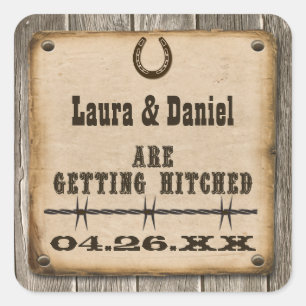 Rustic Wooden Western Style Wedding voor Sticker