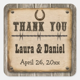 Rustic Wooden Western Style Wedding voor Sticker