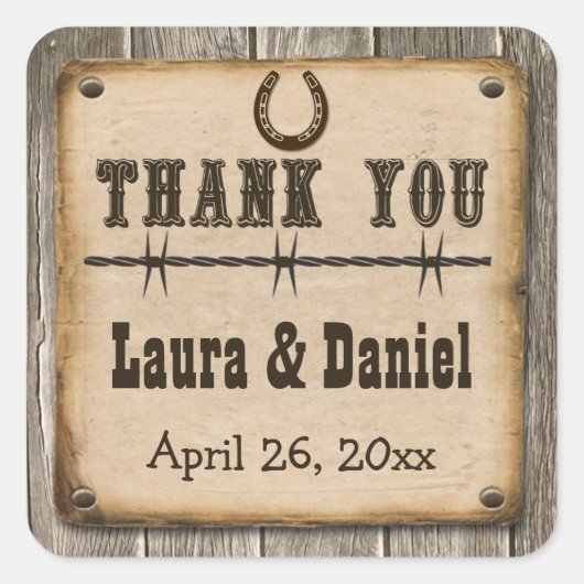 Rustic Wooden Western Style Wedding voor Sticker (Voorkant)