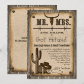 Rustic Wooden Westerne bruiloft-ontvangst uitnodig Kaart (Voorkant / Achterkant)