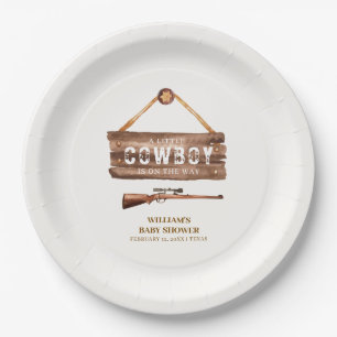 Rustic Wooden Wild West Cowboy Pistool Baby shower Papieren Bordje